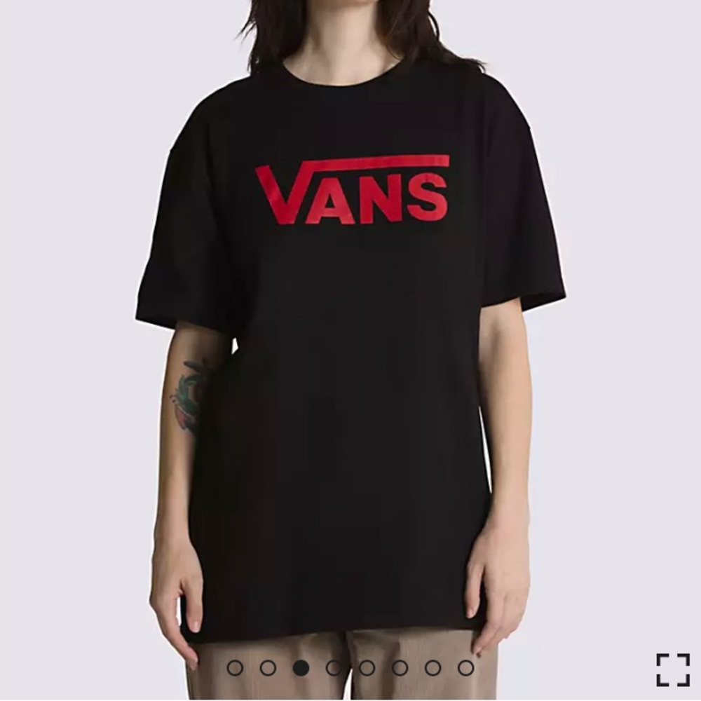 Vans Classic Logo T Shirt Black Red Logo  Short Sleeves Teen Size XL